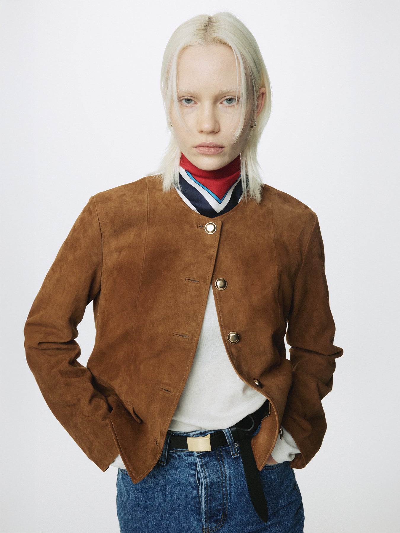 (W) SUEDE BLOUSON JACKET_ SADDLE BROWN