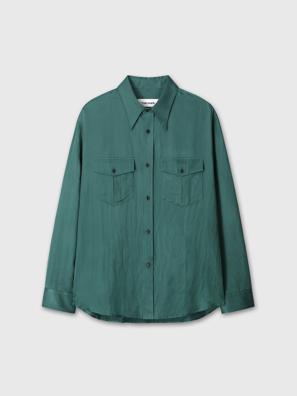SILK COTTON DOUBLE POCKET SHIRT_ GREEN