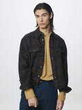 WOOL AND COTTON CHECKED SHIRT JACKET (JAPANESE FABRIC)_ BROWN