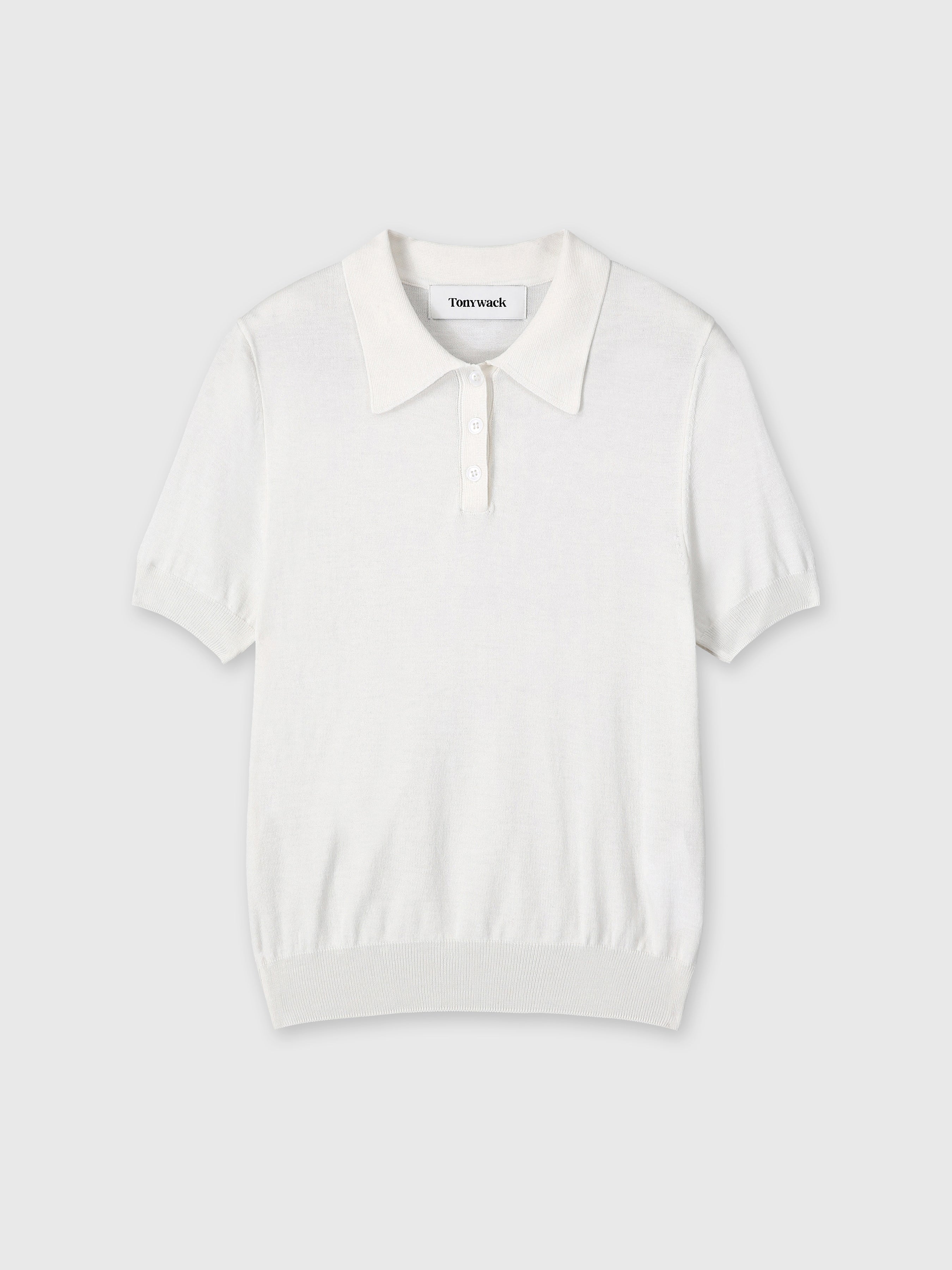 (W) SILK COTTON POLO SHIRT_ OFF WHITE