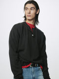 EXTRA FINE WOOL RAW HEM HENLEY NECK KNIT_ ANTHRACITE