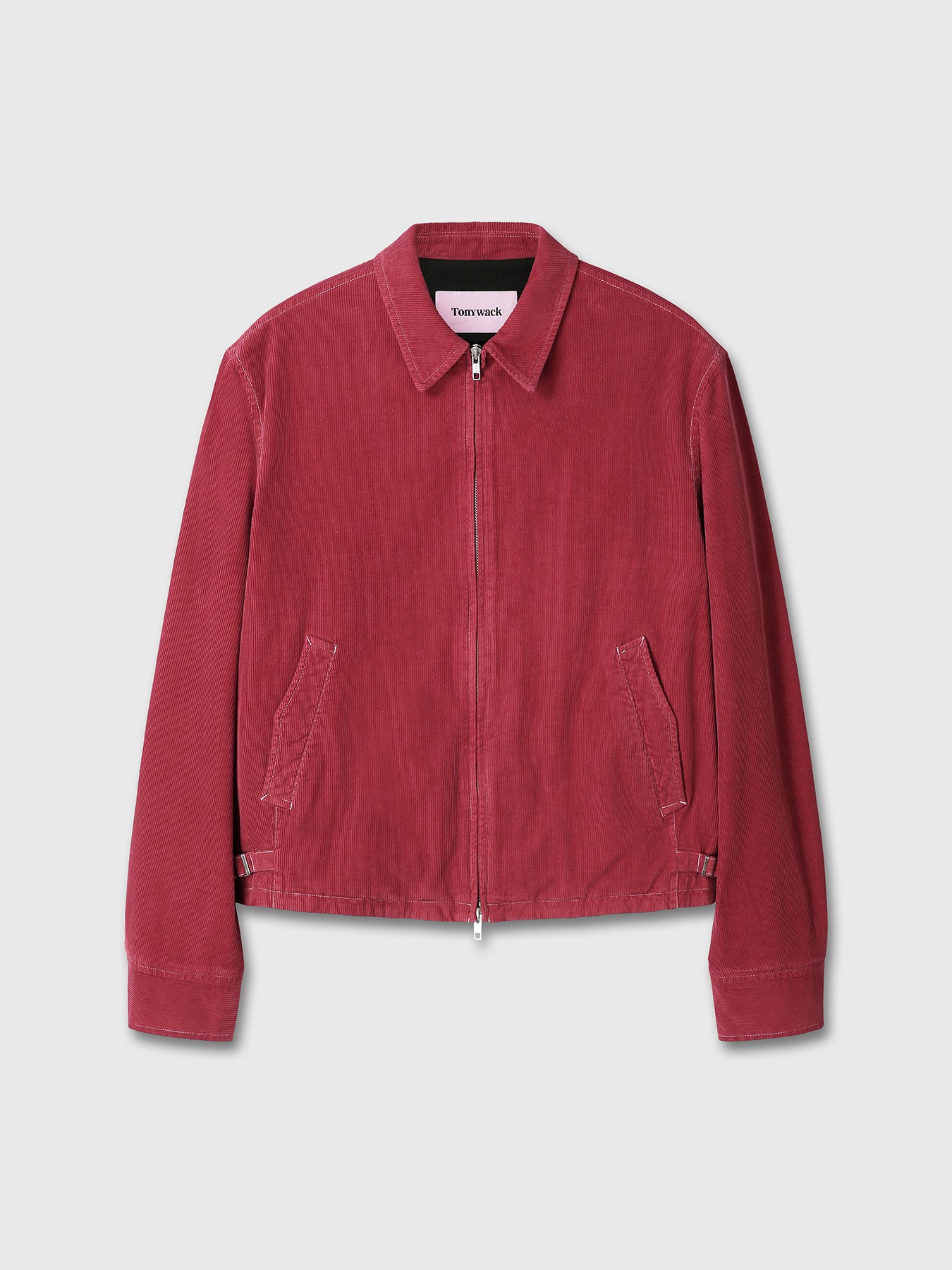 GARMENT DYED CORDUROY ZIP JACKET_ FADED RED