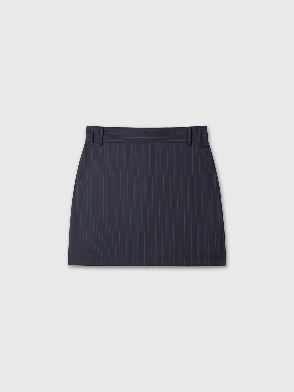 (W) WOOL PIN STRIPED MINI SKIRT_ NAVY PINSTRIPE