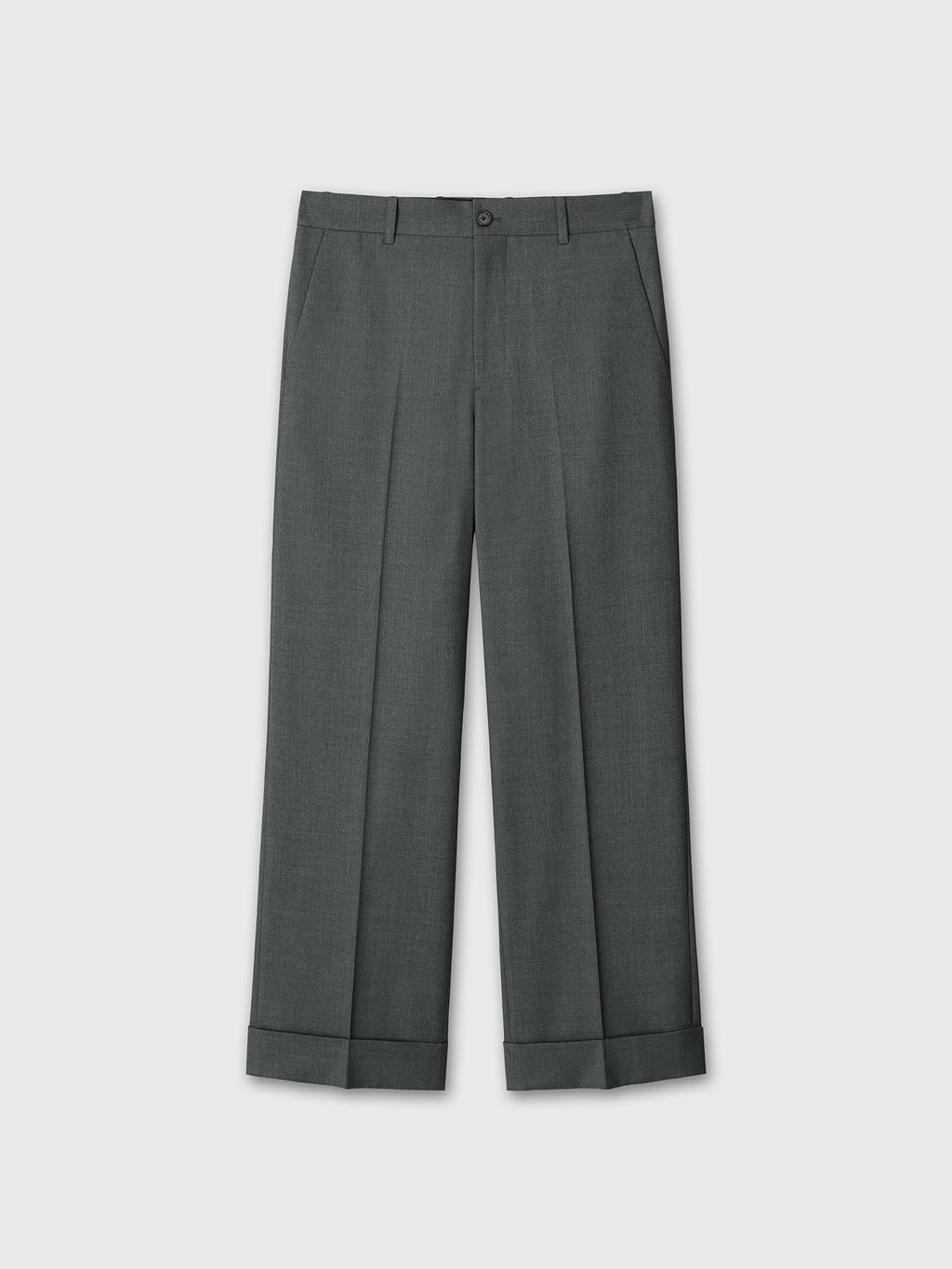 WOOL CUFFED TROUSERS_ MOSS GREY