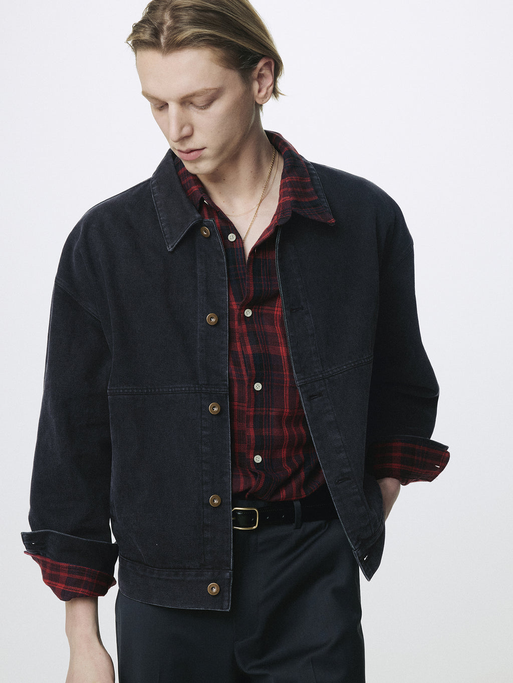 RELAXED DENIM BLOUSON JACKET_ FADED BLACK