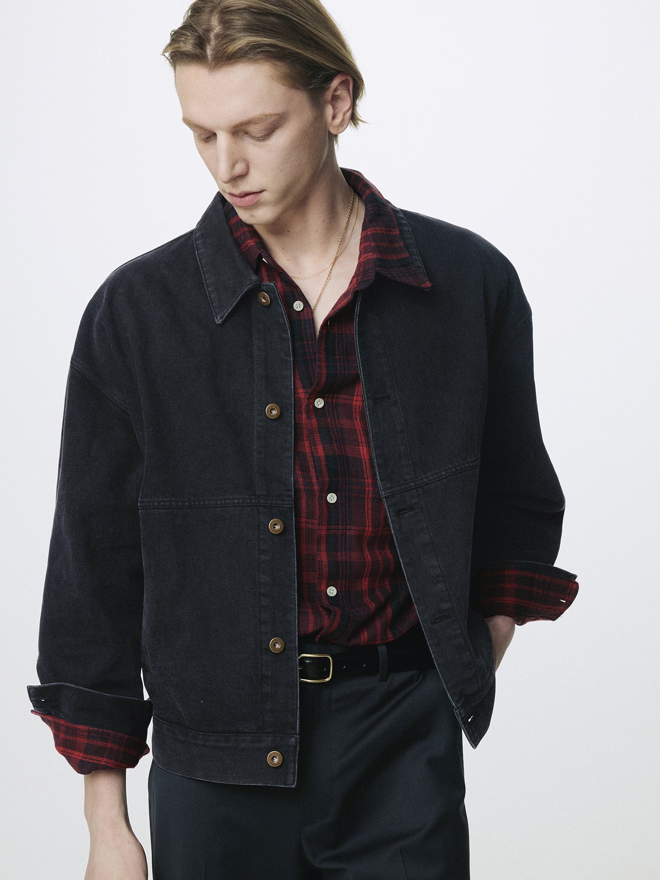 RELAXED DENIM BLOUSON JACKET_ FADED BLACK