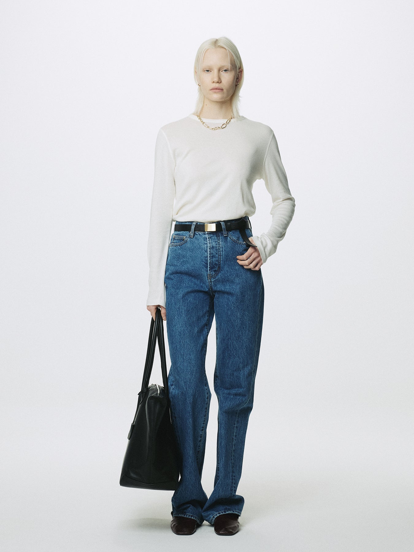 (W) COTTON CASHMERE ESSENTIAL TOP_ IVORY