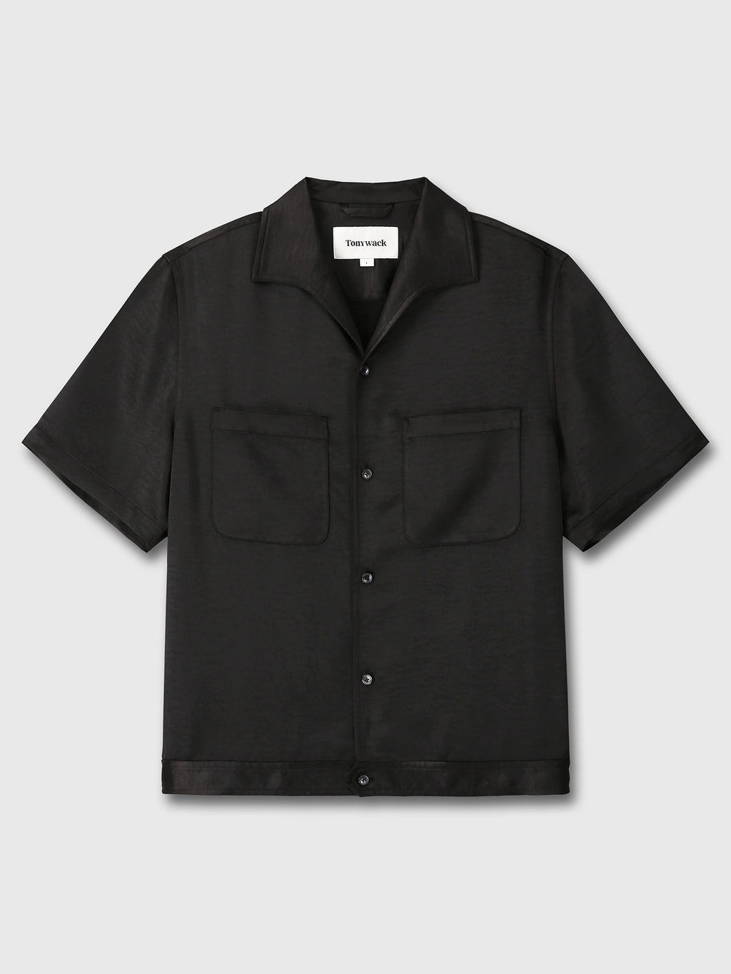 ONE PIECE COLLAR HALF SLEEVE SHIRT_ BLACK