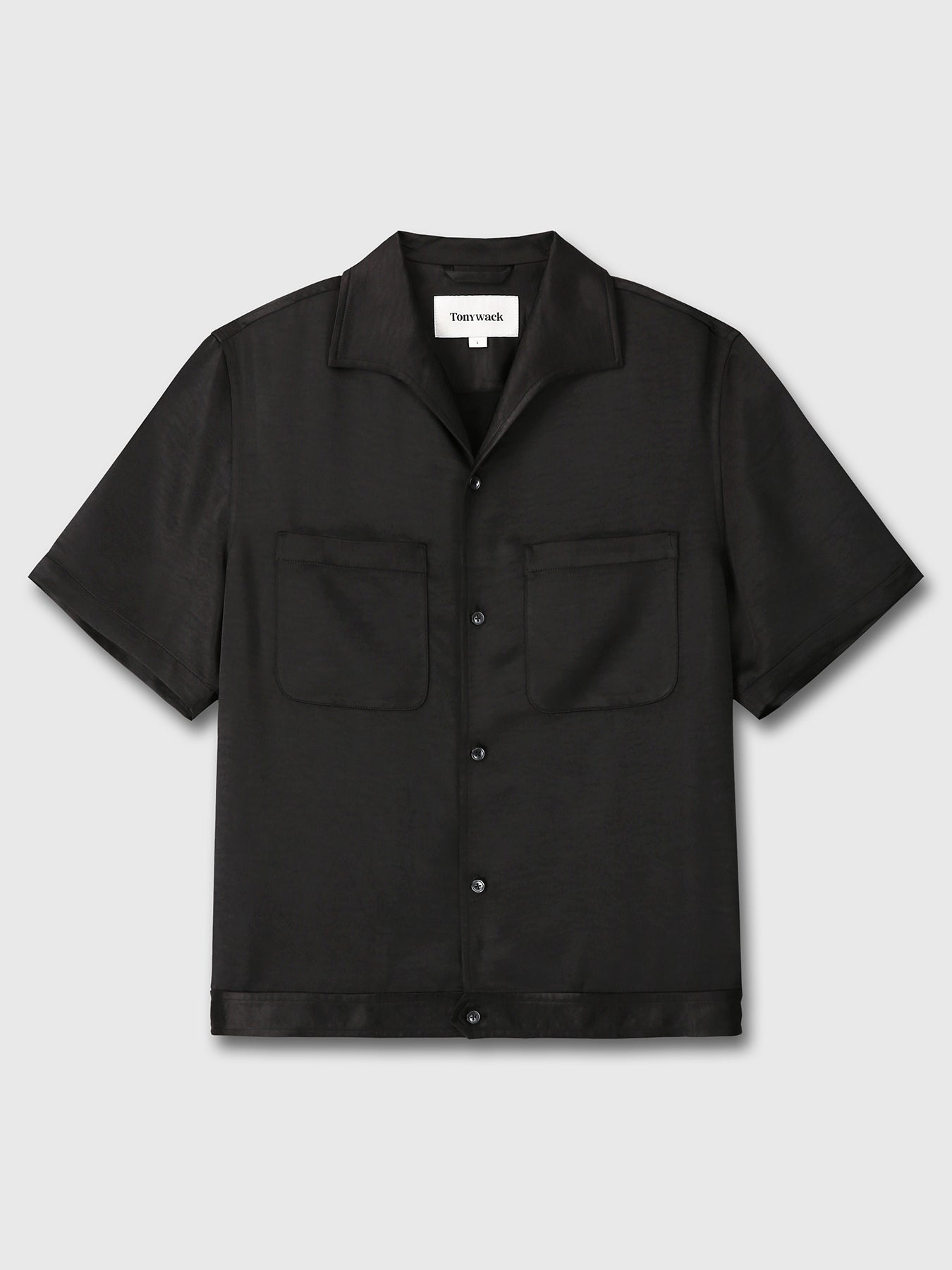 ONE PIECE COLLAR HALF SLEEVE SHIRT_ BLACK