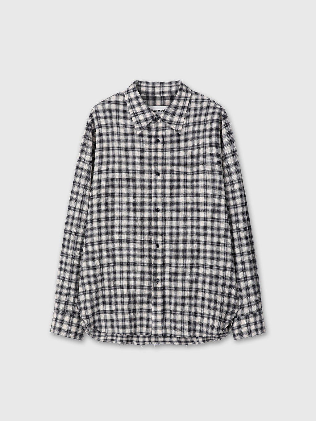 (W) RAW-CUT COTTON CHECK SHIRT_ BLACK CHECK