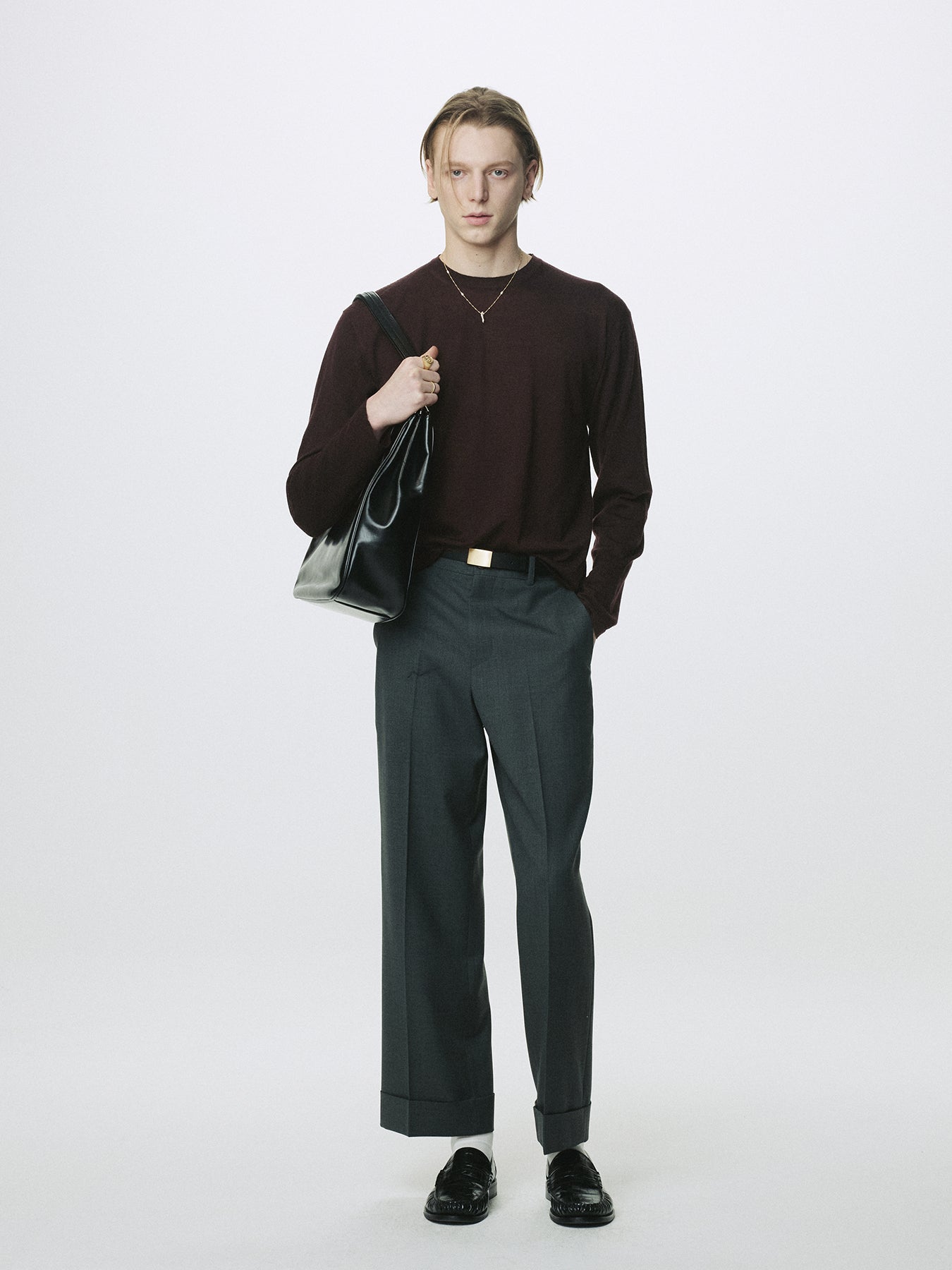 FEATHER-WEIGHT WOOL LONGSLEEVE KNIT_ MERLOT BROWN