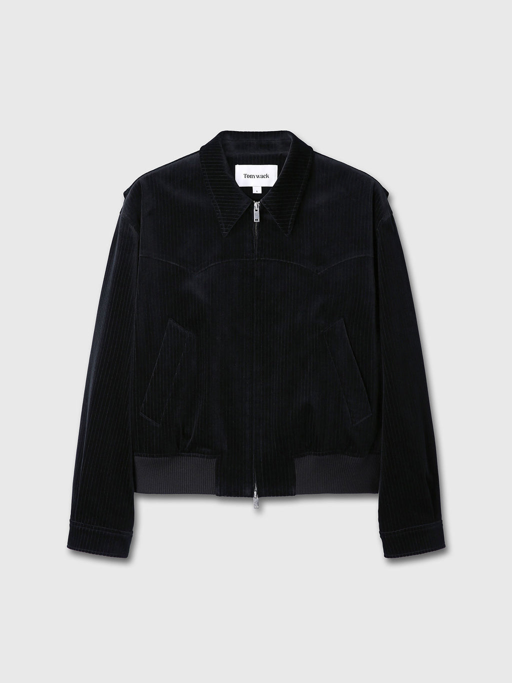RIBBED VELVET WESTERN BLOUSON_ BLACK