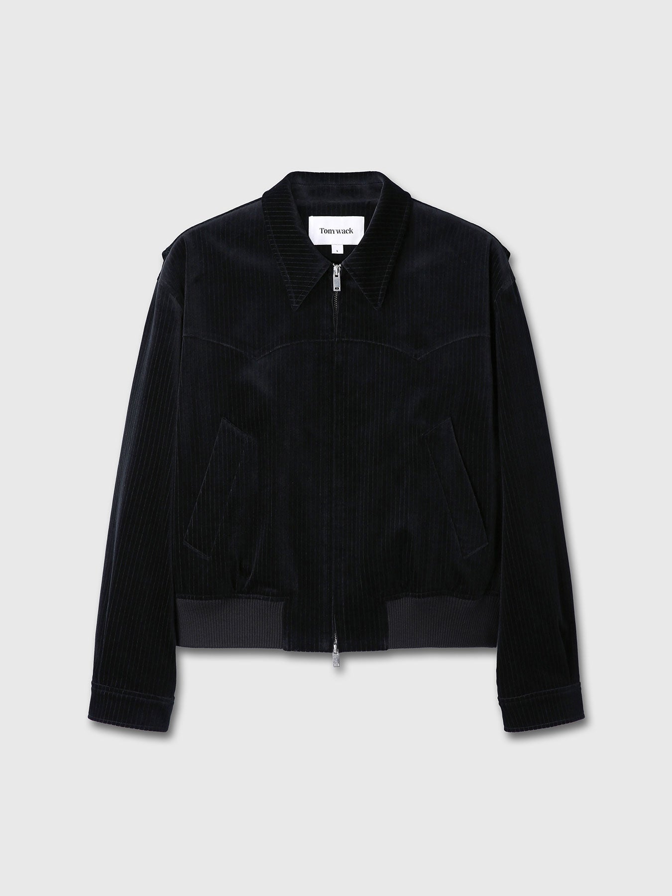 RIBBED VELVET WESTERN BLOUSON_ BLACK