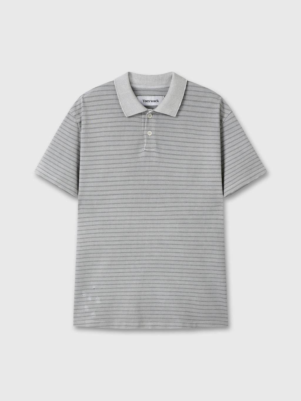 GARMENT DYED STRIPE PIQUÉ POLO_ FADED GREY