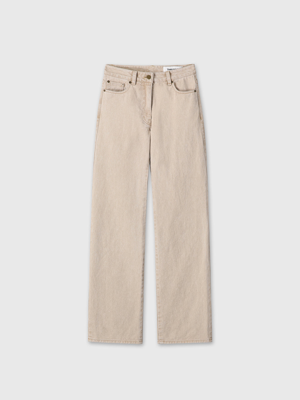 (W) WASHED COTTON STRAIGHT PANTS_ WASHED BEIGE