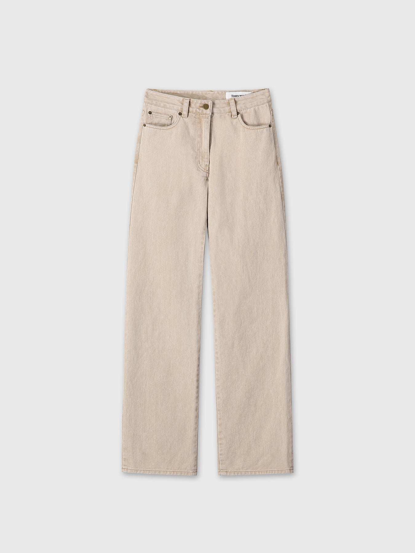 (W) WASHED COTTON STRAIGHT PANTS_ WASHED BEIGE