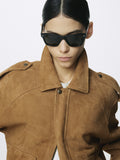 (W) GOAT SUEDE BOMBER JACKET_ CAMEL