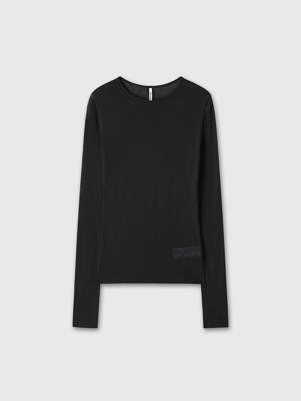 (W) WOOL TENCEL PINTUCK LONG SLEEVE_ BLACK