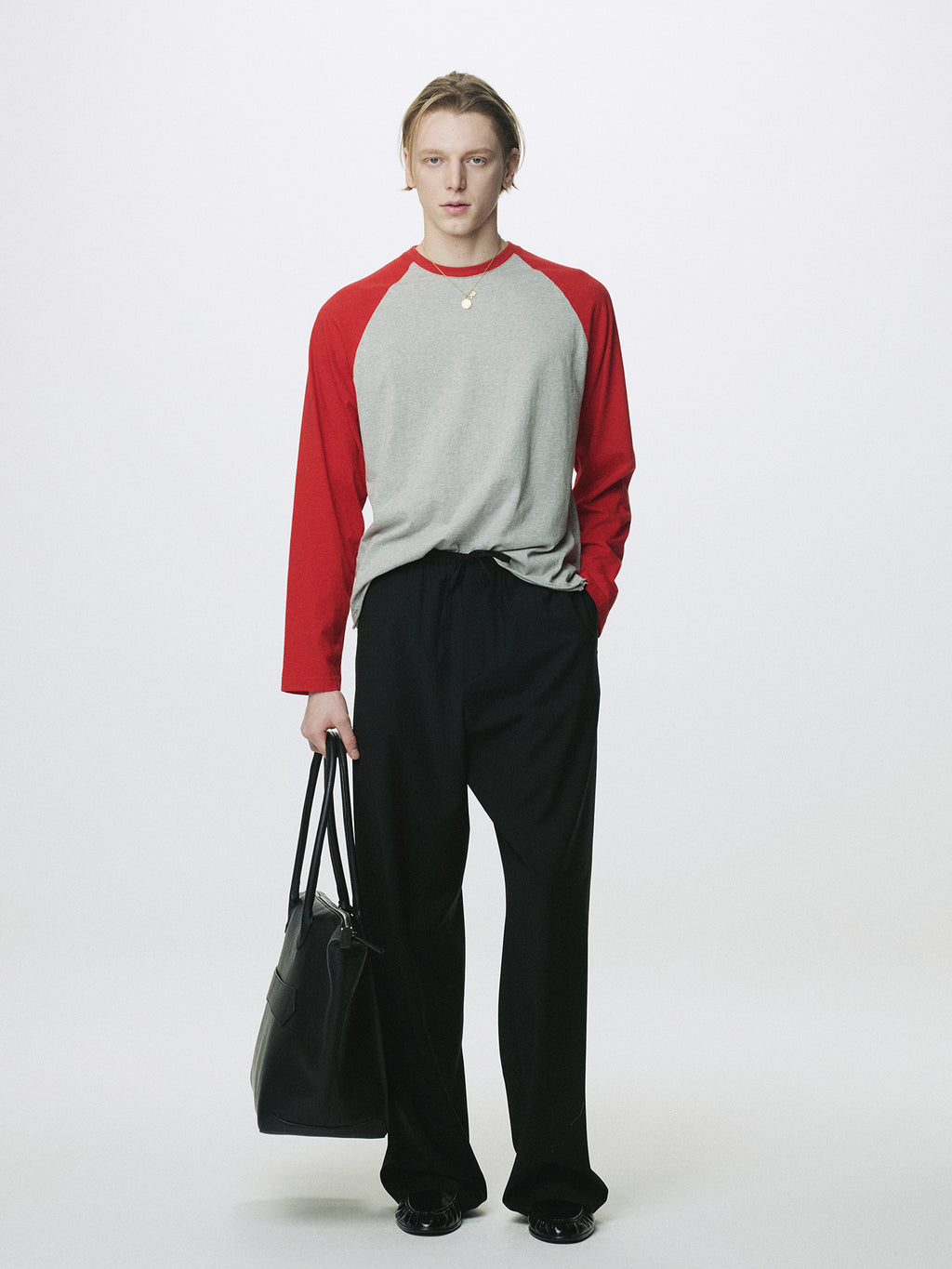 TROPICAL WOOL DRAWSTRING PANTS_ BLACK