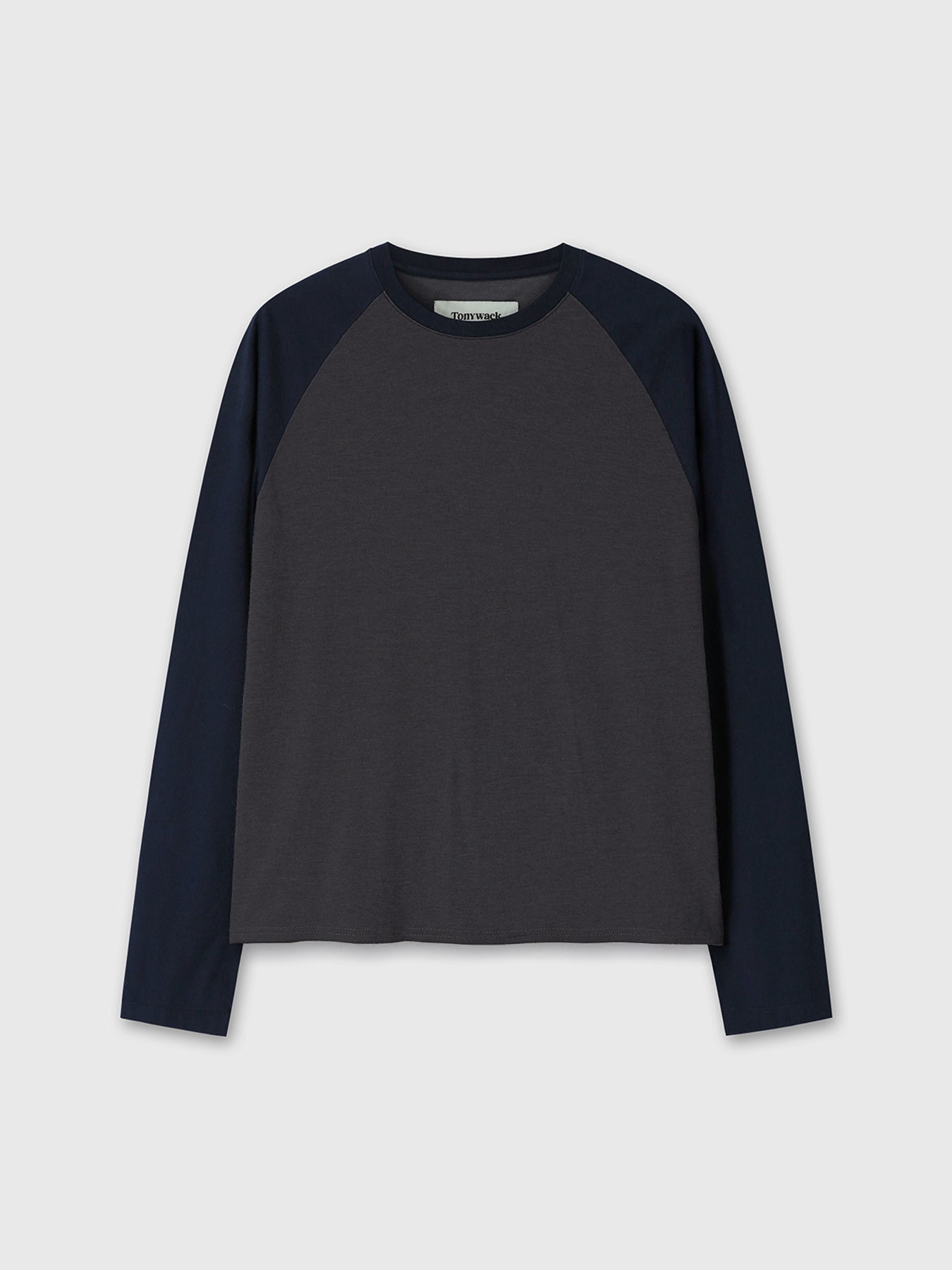 WASHED COTTON BASEBALL LONG SLEEVE_ CARBON/NAVY