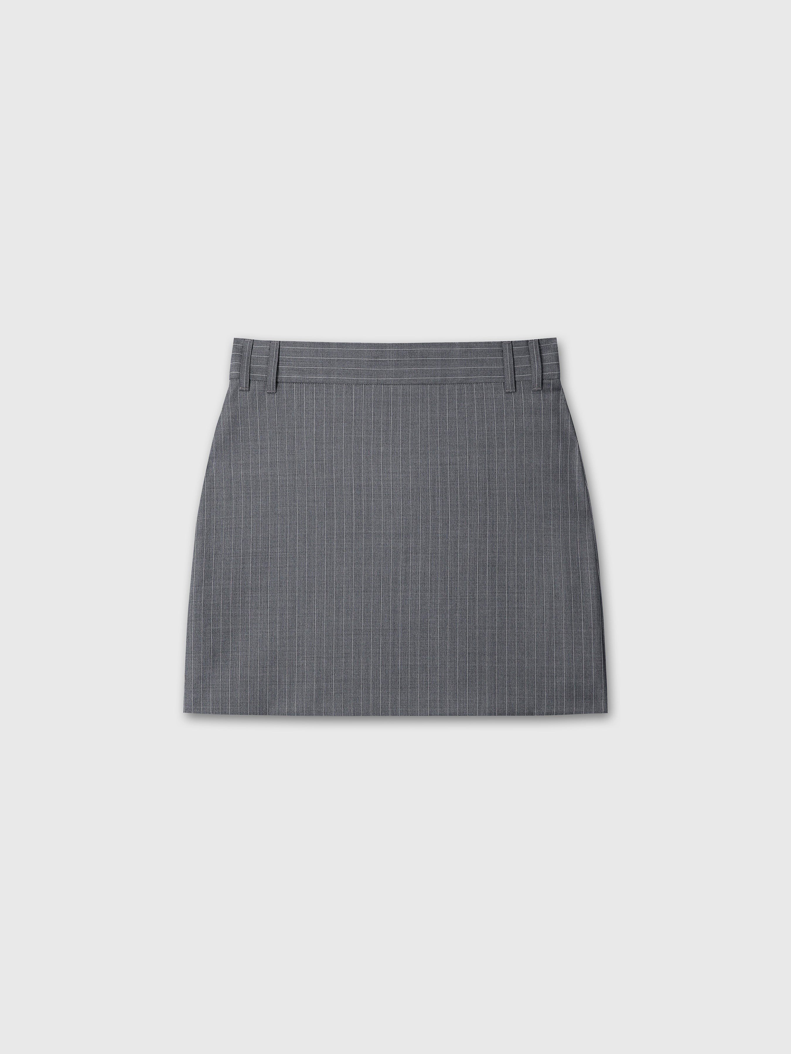(W) WOOL PIN STRIPED MINI SKIRT_ GREY PINSTRIPE