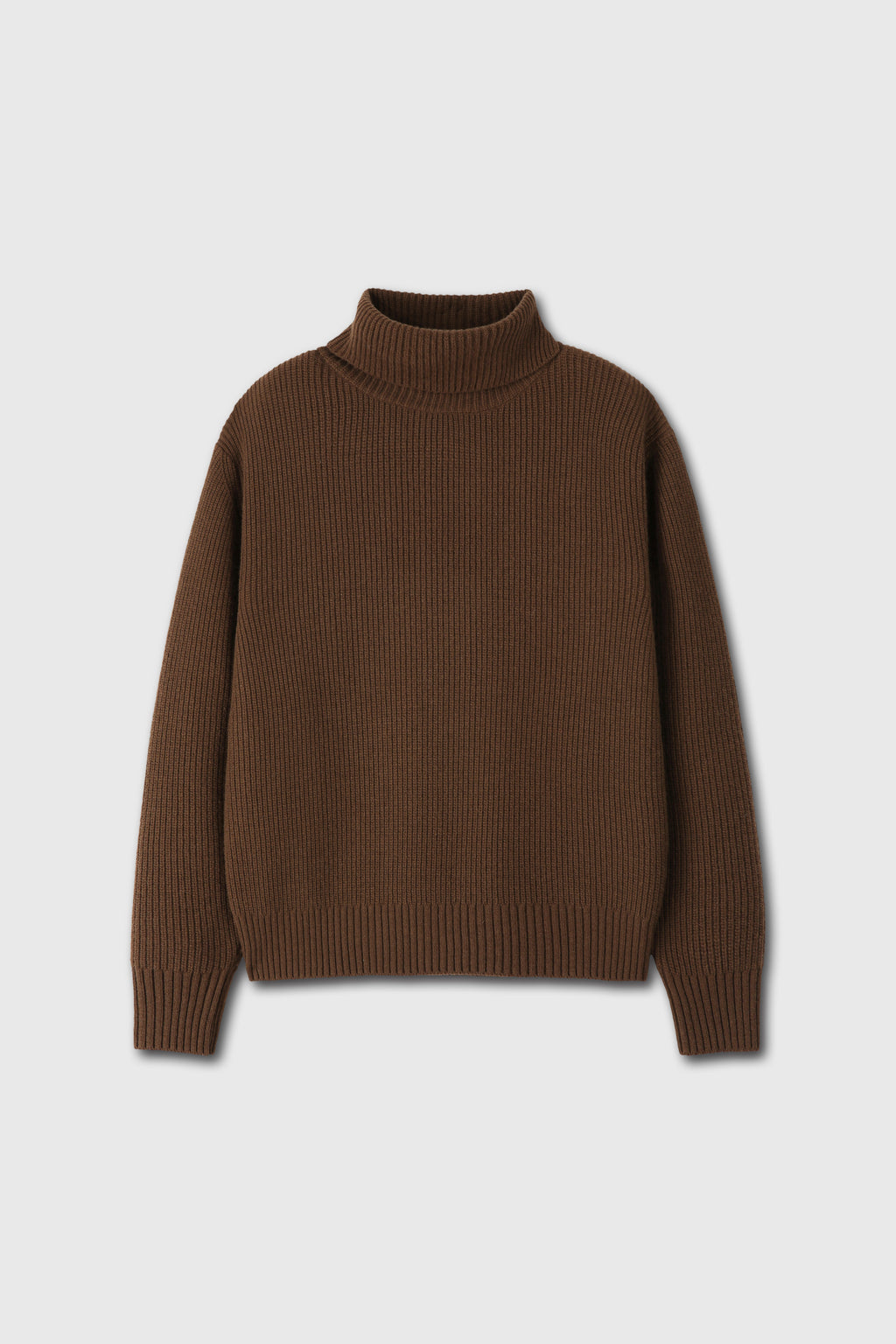 Hard Twist Wool Slit Turtleneck Knit_ Brown