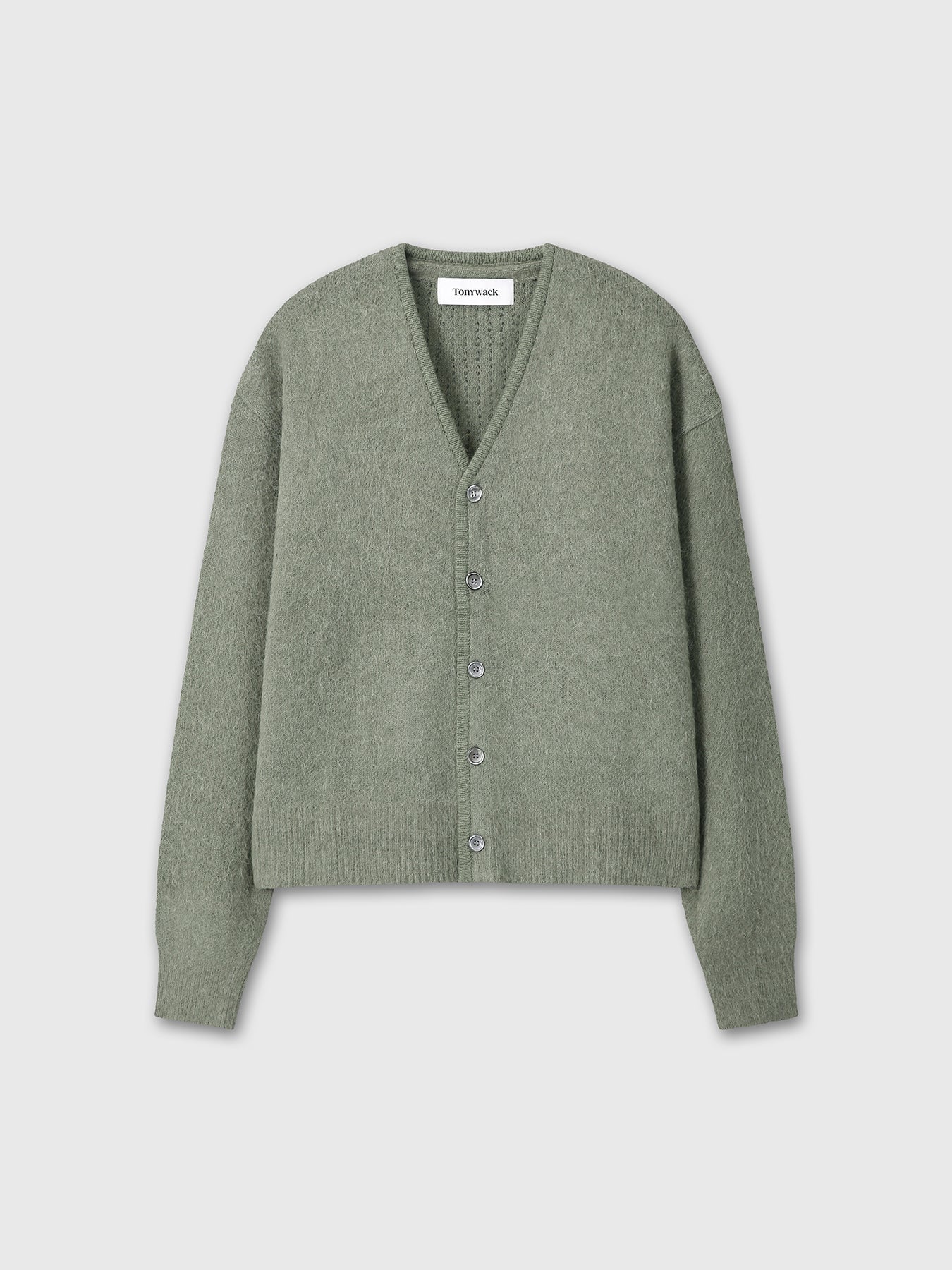 BRUSHED ALPACA-BLEND CARDIGAN_ SAGE GREEN