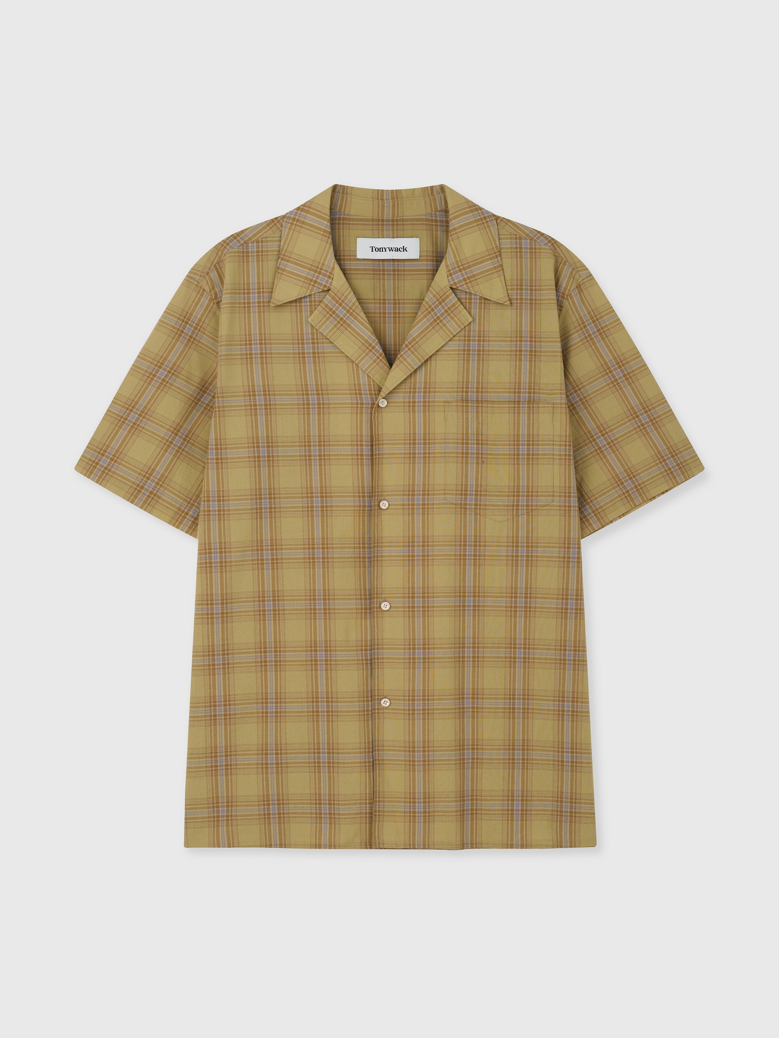 CHECKED COTTON BOWLING SHIRT_ DUSTY CITRON