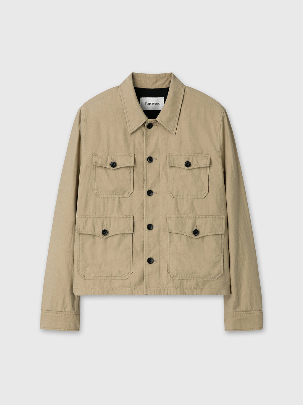COTTON LINEN CROPPED SAFARI JACKET_ SAND