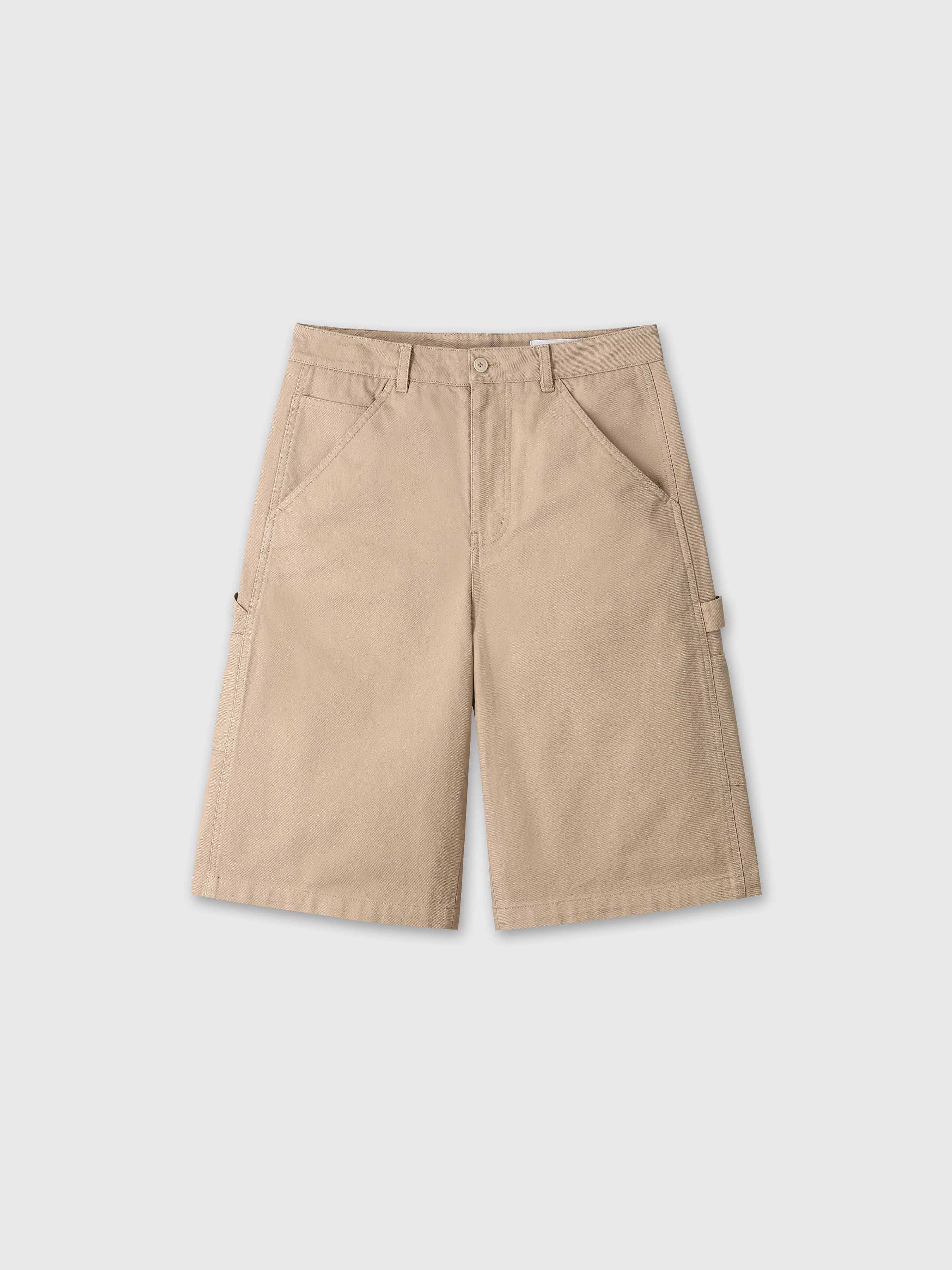(W) COTTON RELAXED UTILITY SHORTS_ BEIGE