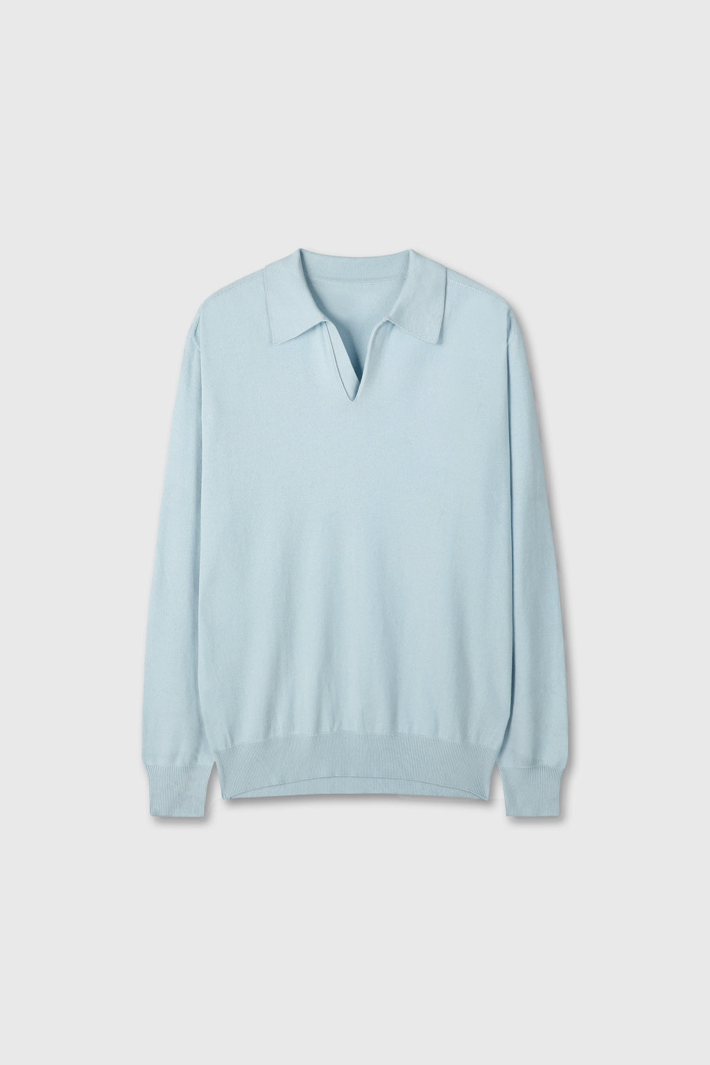 High Count Whole Garment Saddle Neck Knit_ Baby Blue