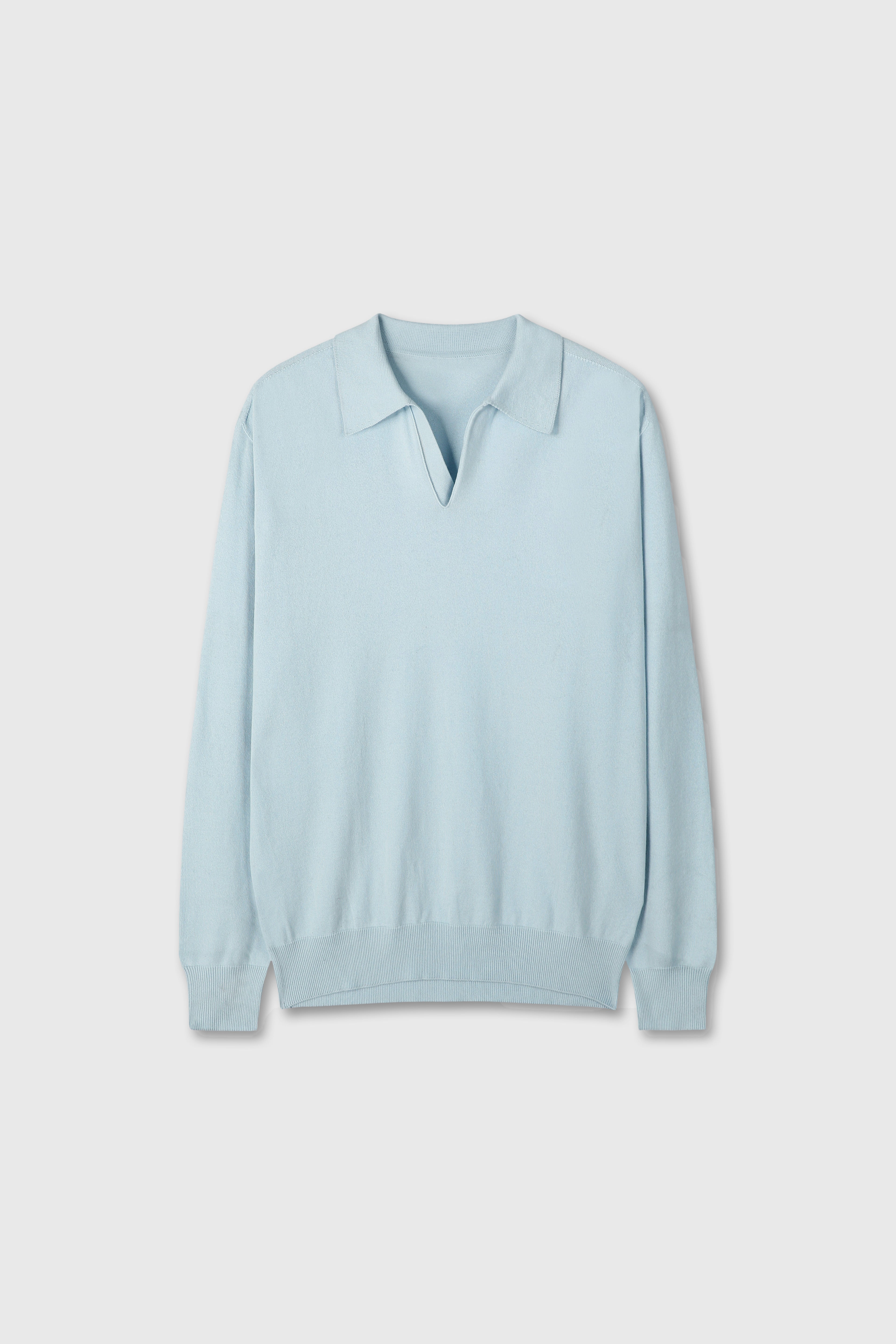 High Count Whole Garment Saddle Neck Knit_ Baby Blue