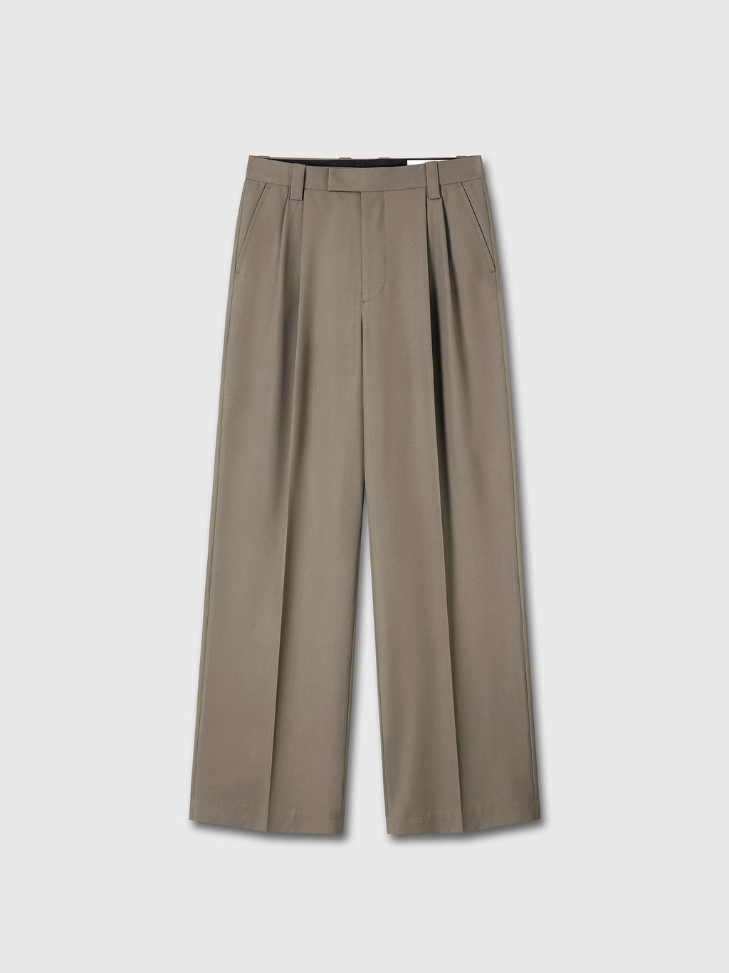 WOOL DOUBLE PLEATS EXTRA-WIDE TROUSERS_ TAUPE