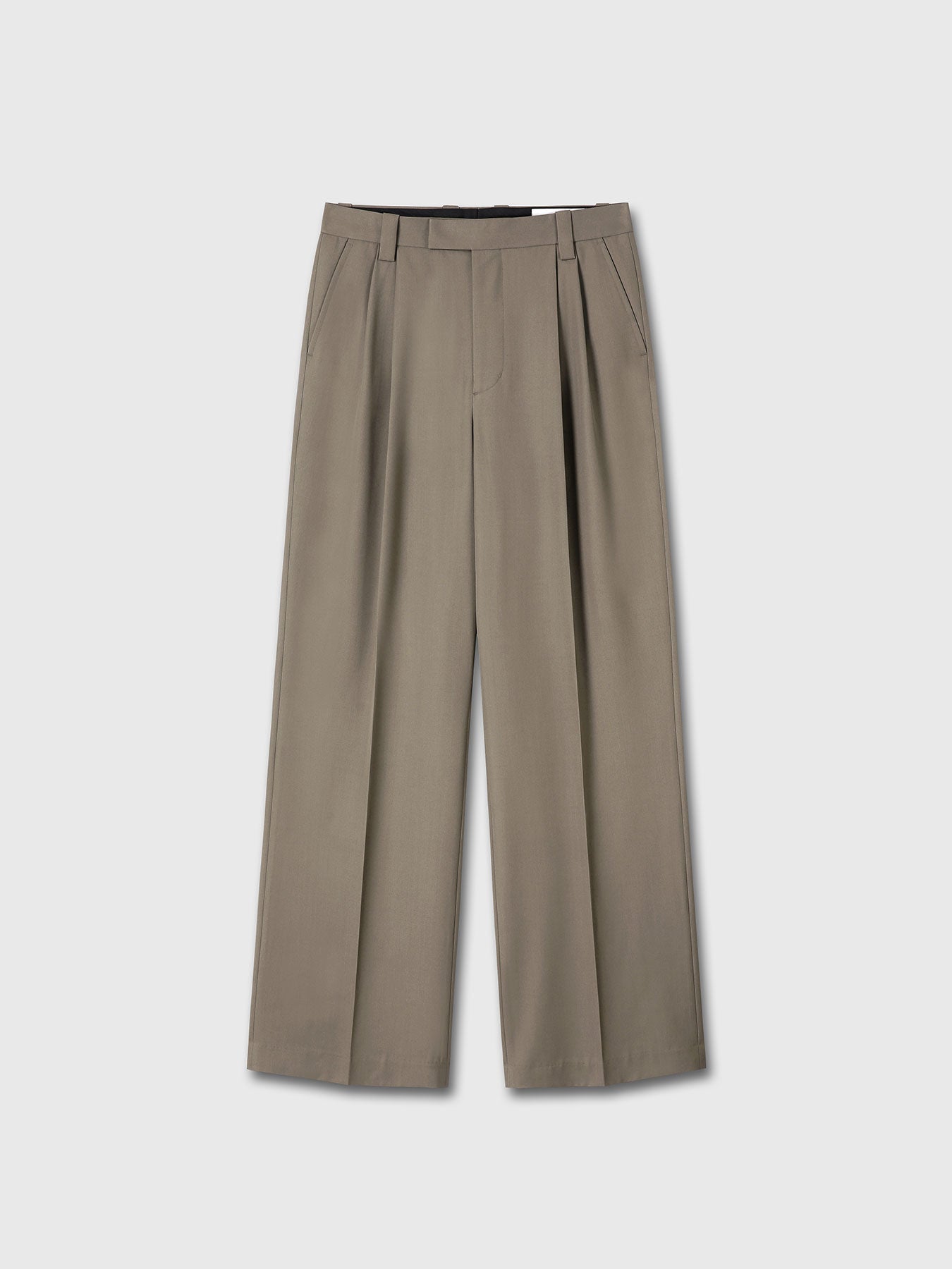 WOOL DOUBLE PLEATS EXTRA-WIDE TROUSERS_ TAUPE