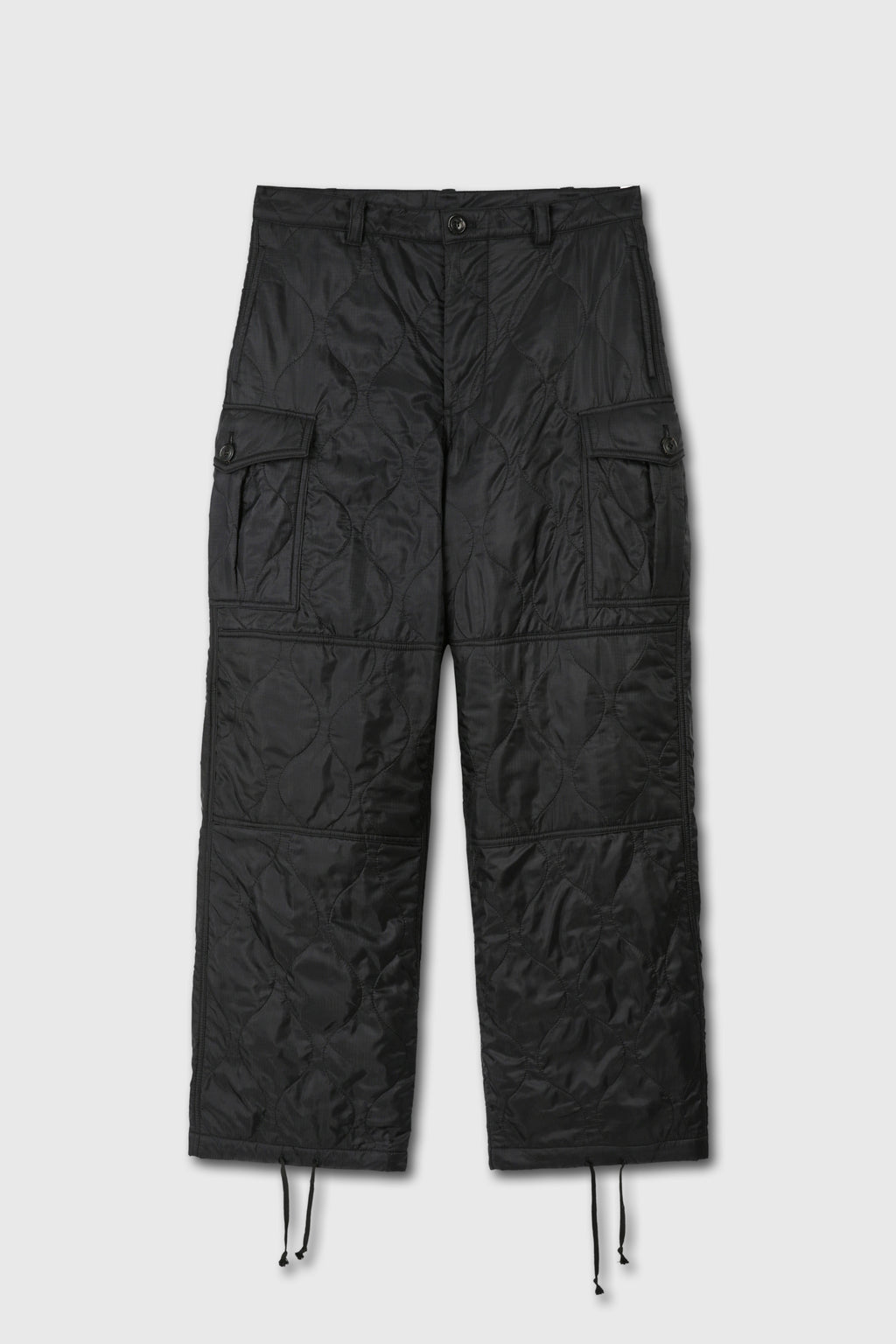 Utility Puffed Quilting Cargo Pants_ Black