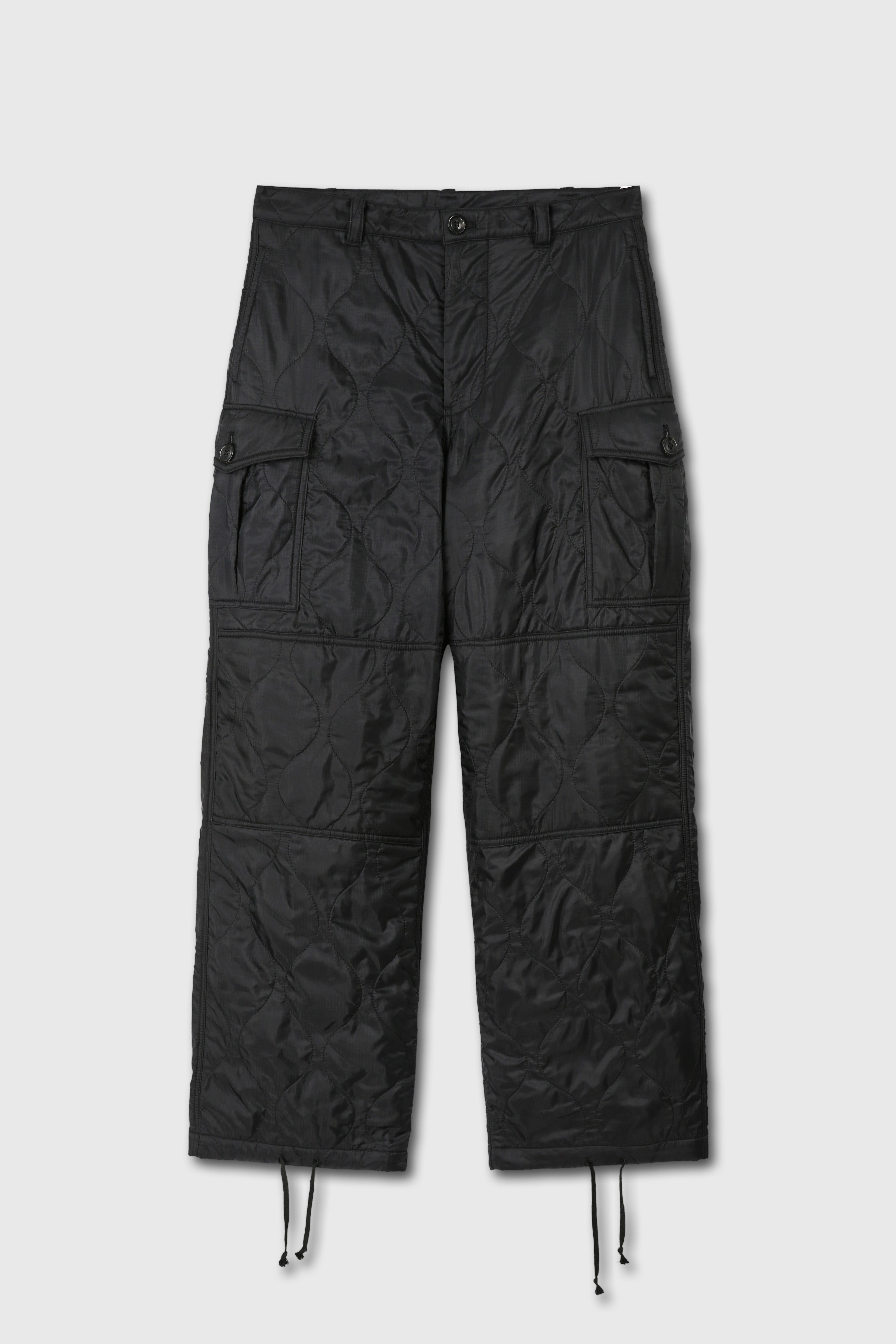 Utility Puffed Quilting Cargo Pants_ Black