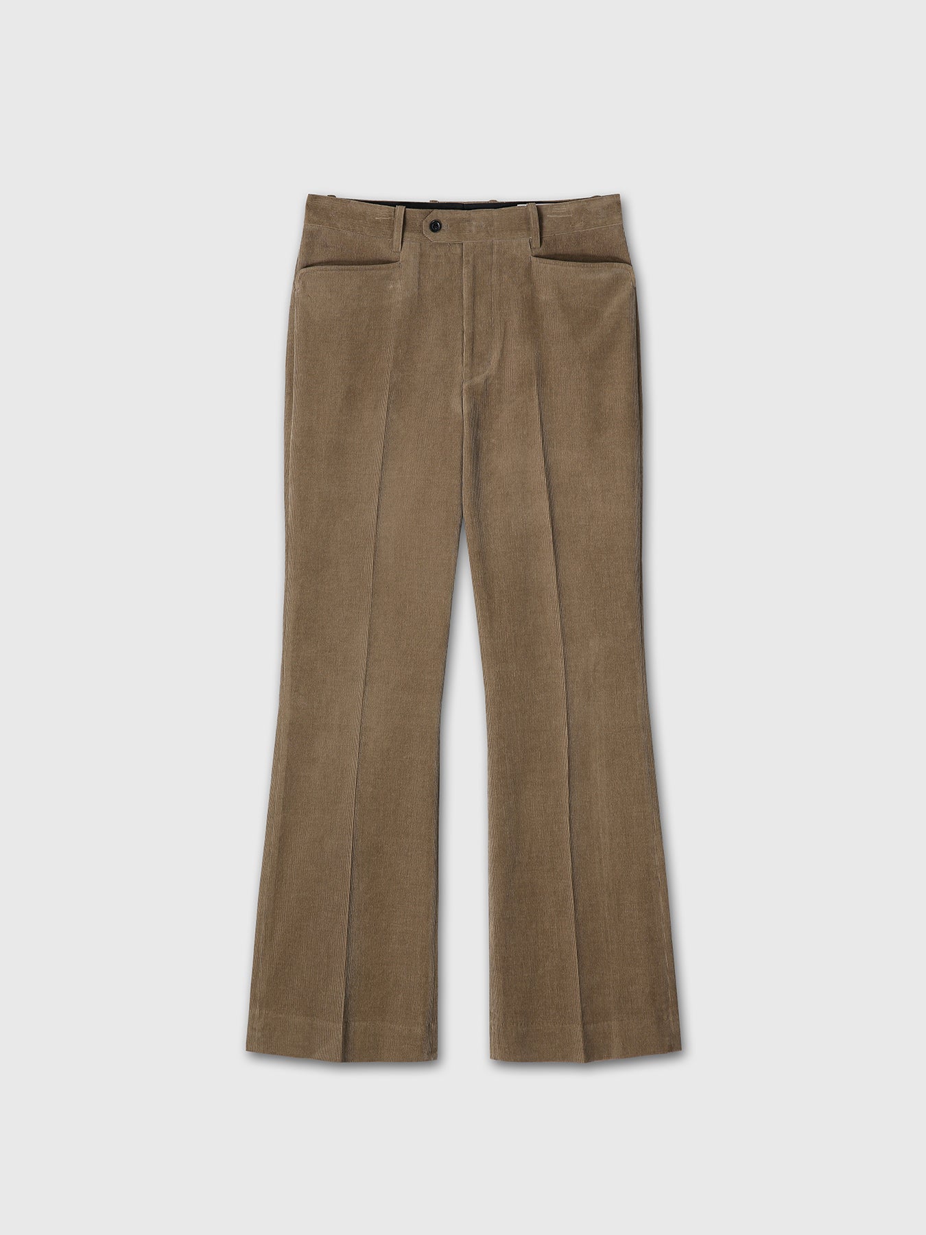 CORDUROY FLARED TROUSERS_ BEIGE TAUPE
