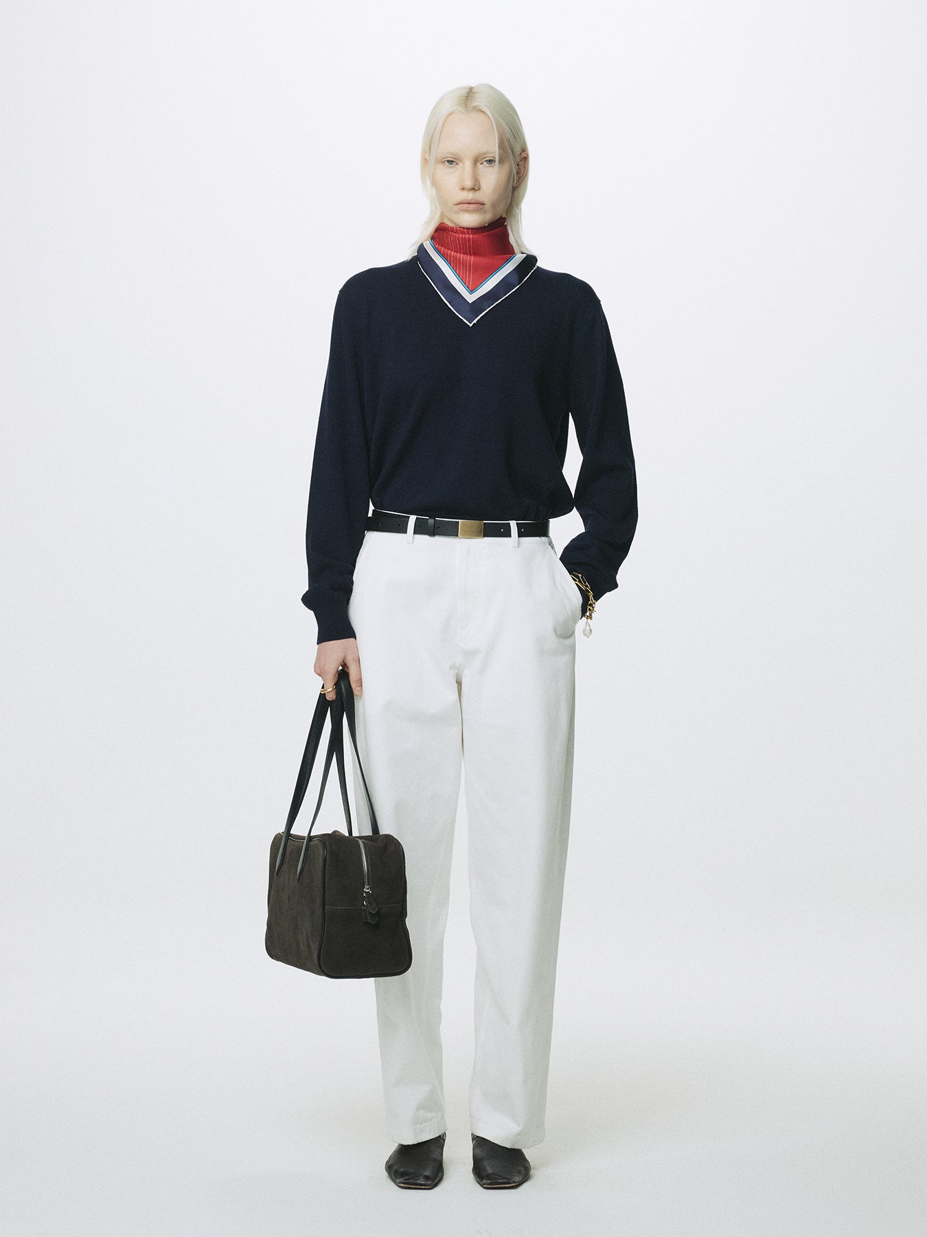 (W) CURVED COTTON CHINO PANTS_ WHITE
