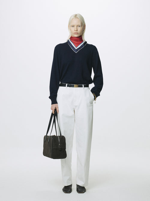 (W) CURVED COTTON CHINO PANTS_ WHITE