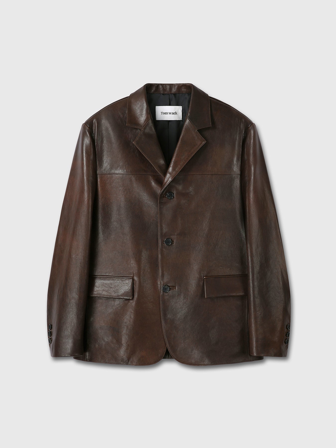 (W) VEGETABLE LAMB LEATHER BLAZER JACKET_ BROWN
