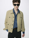 COTTON LINEN CROPPED SAFARI JACKET_ SAND