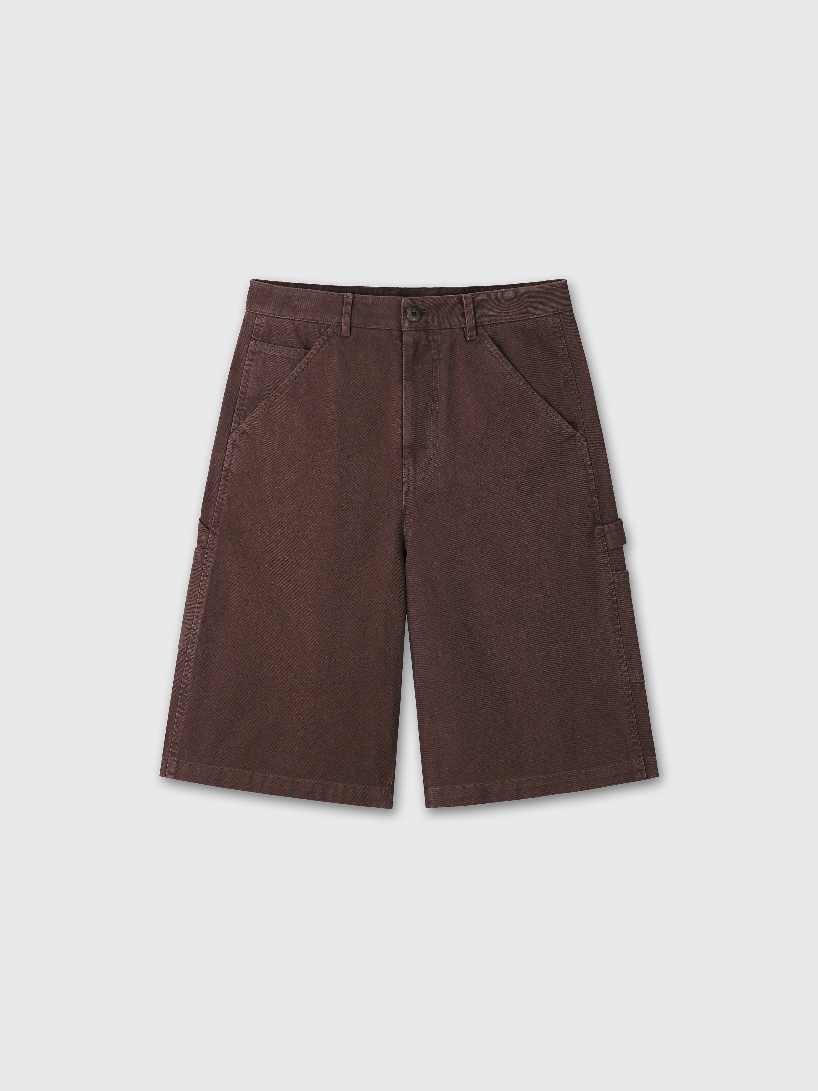 (W) COTTON RELAXED UTILITY SHORTS_ BURNT MARRON