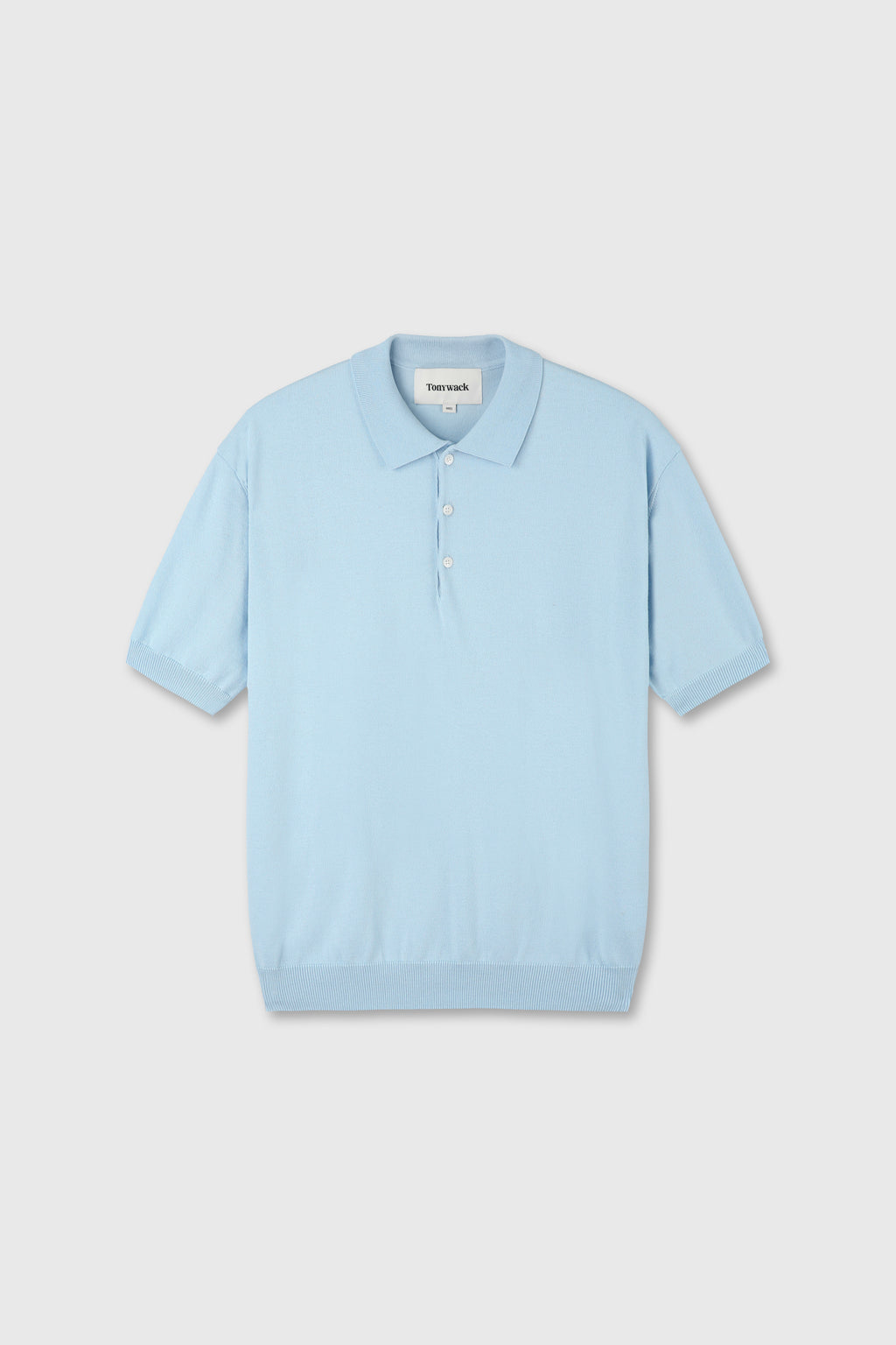 High Gauge Silk Cotton Polo Knit_ Baby Blue