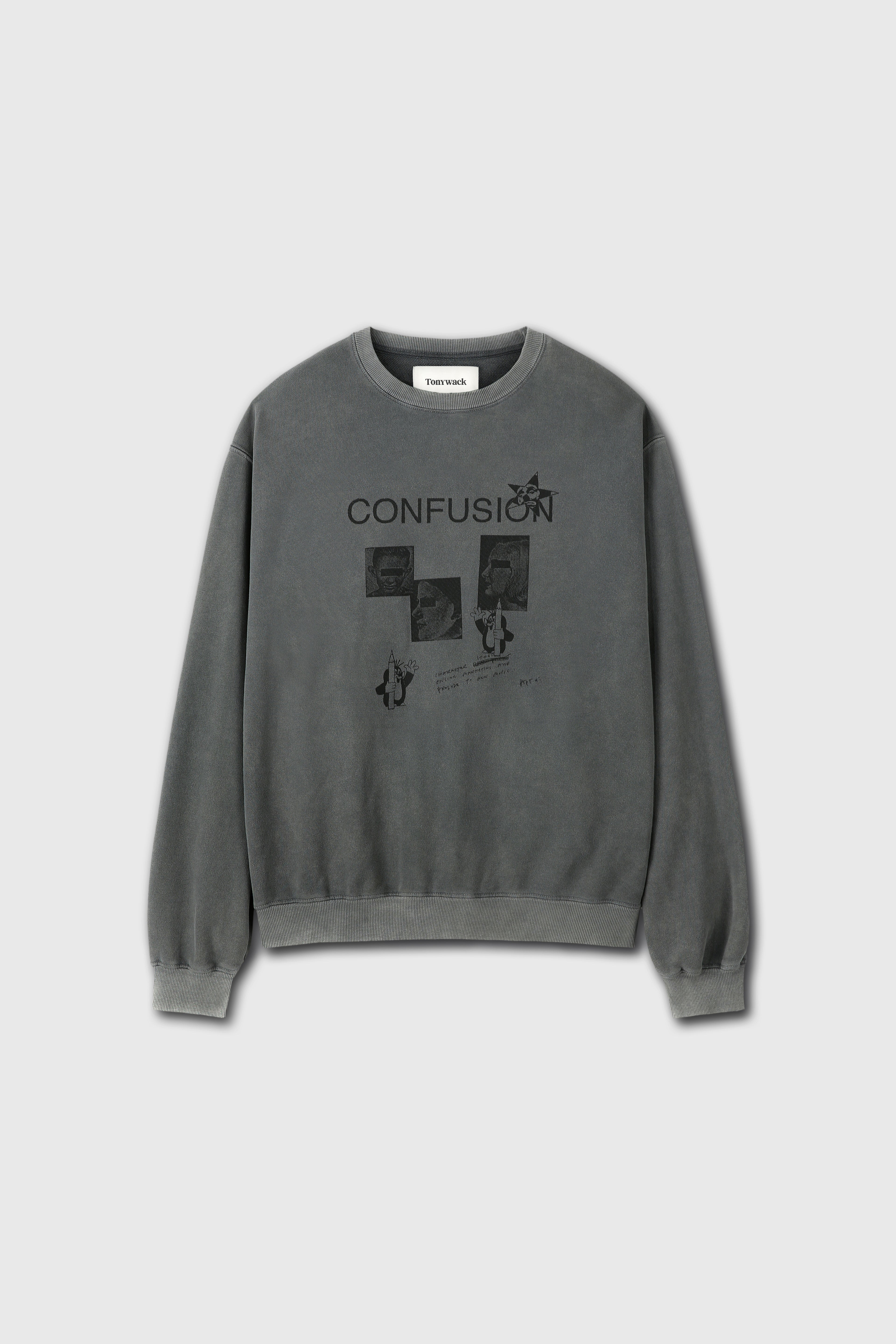 Confusion Mugshot Garment-dyeing Sweatshirt_ Faded Grey