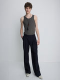 SILK LYOCELL RIB TANK TOP (JAPANESE FABRIC)_ OLIVE CHARCOAL