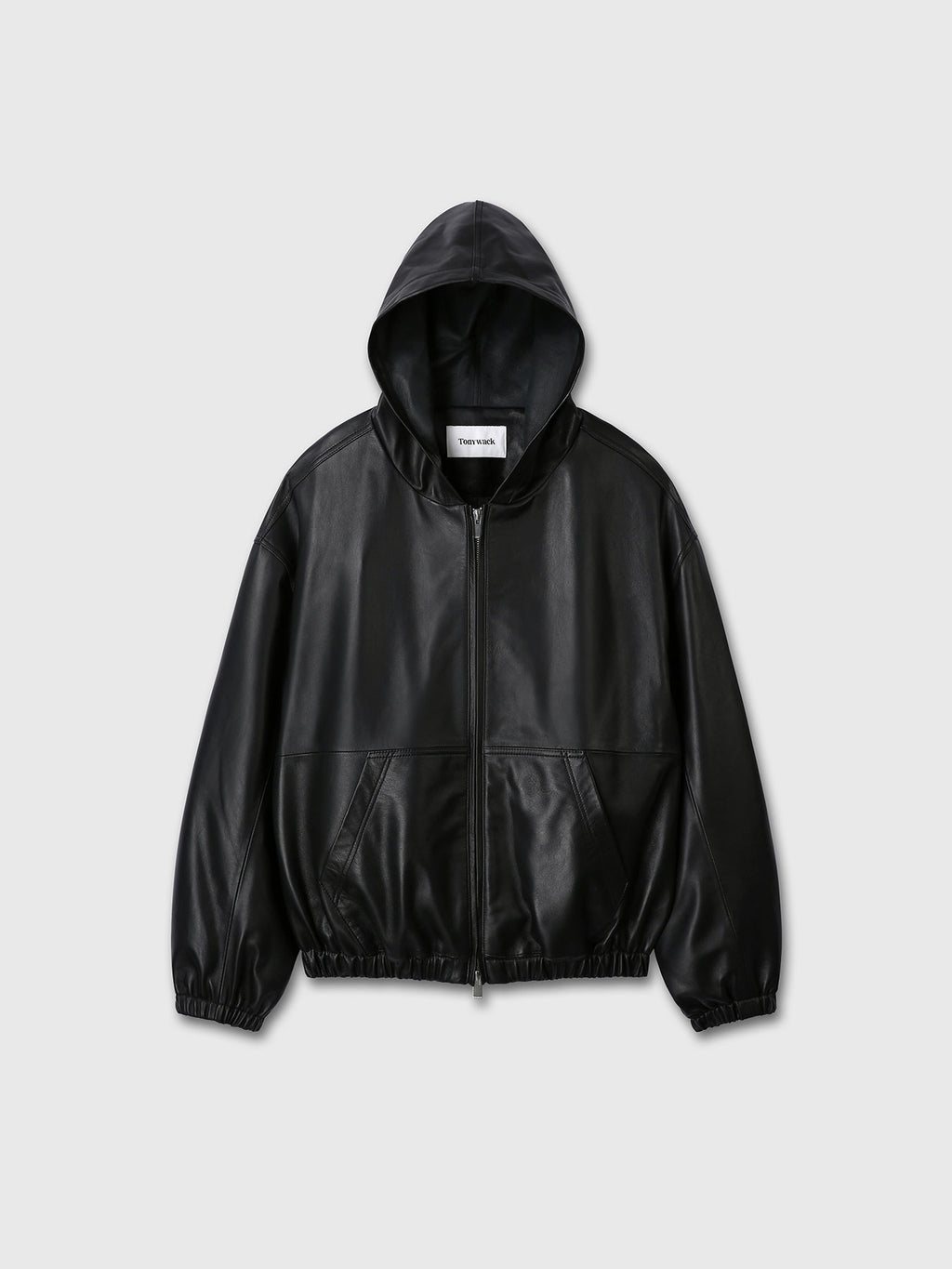 (W) NAPPA LEATHER HOODIE JACKET_ BLACK