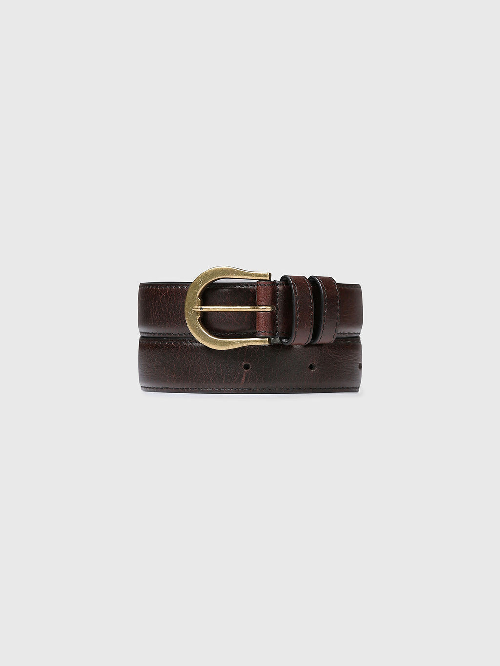 VINTAGE BUCKLE  OIL PULL-UP LEATHER BELT_ DARK MAHOGANY