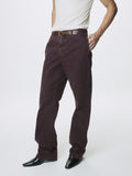 GARMENT DYED COTTON STRAIGHT PANTS_ FADED BURGUNDY