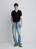 SILK CASHMERE OPEN COLLAR KNIT_ BLACK