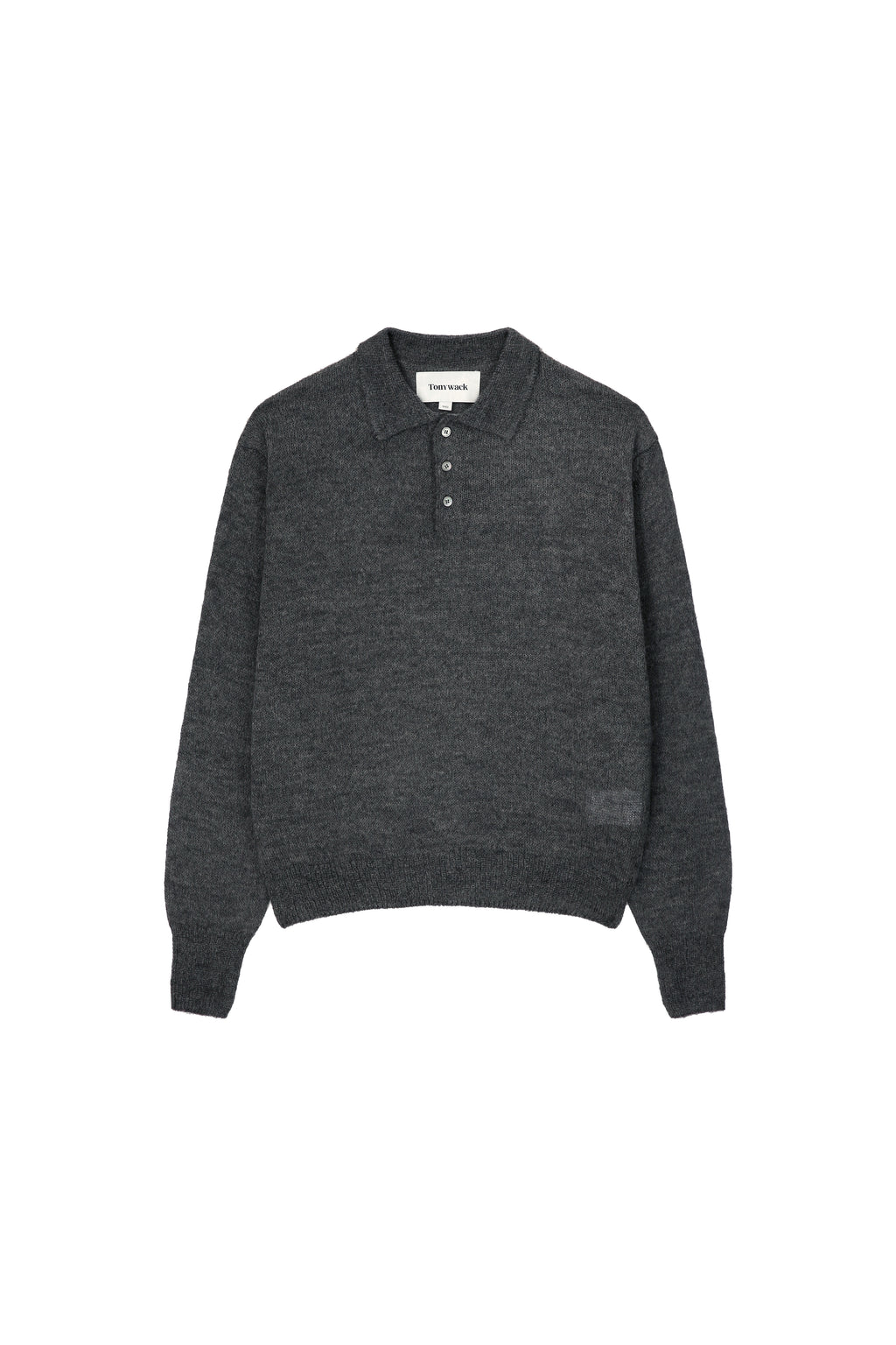 Italian Fabric Brushed Mohair Polo knit_ Charcoal